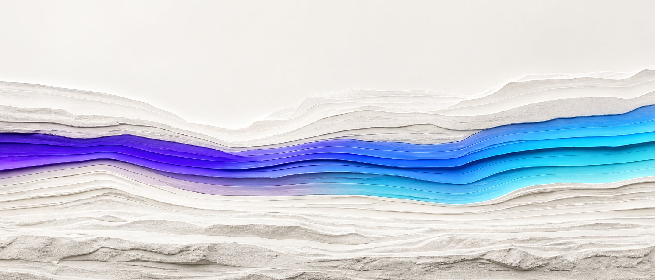Abstract layered strata in iris and cyan, the groundwork foundation